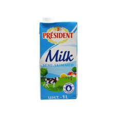 PRESIDENT UHT SEMI SKIMMED MILK 1L