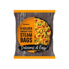 ICELAND NON-PMP GOLDEN SAVOURY RICE STEAMBAGS 4PK 600G