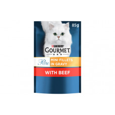 PURINA GOURMET PERLE MINI FILLETS IN GRAVY WITH BEEF 85G