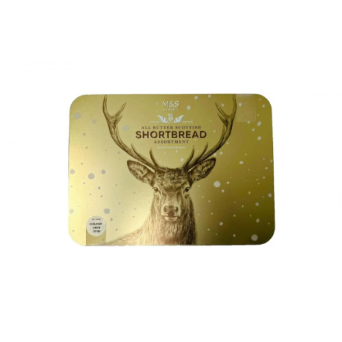 M&S SHORTBREAD ASSORTMENT GOLD STAG TIN 650G